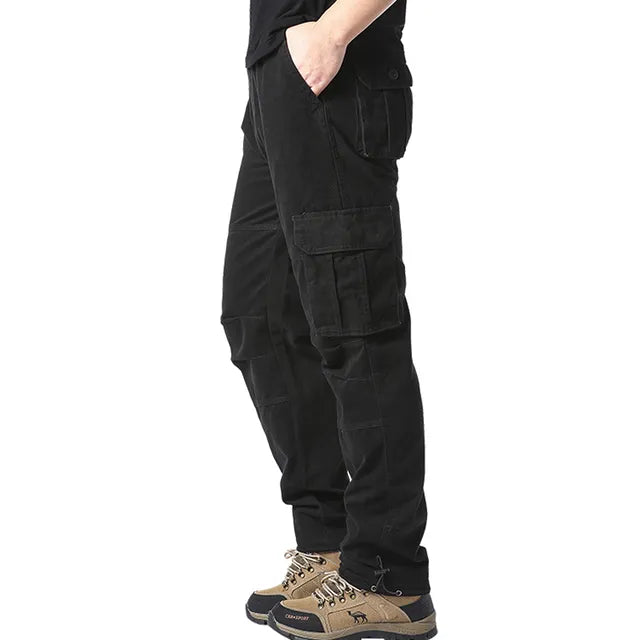 Cargo Trousers - Straight Leg - Pockets - Cargo Pants - Men's Trousers-Men's Cargo Pants-Chaps of London-Black-M-Chaps of London