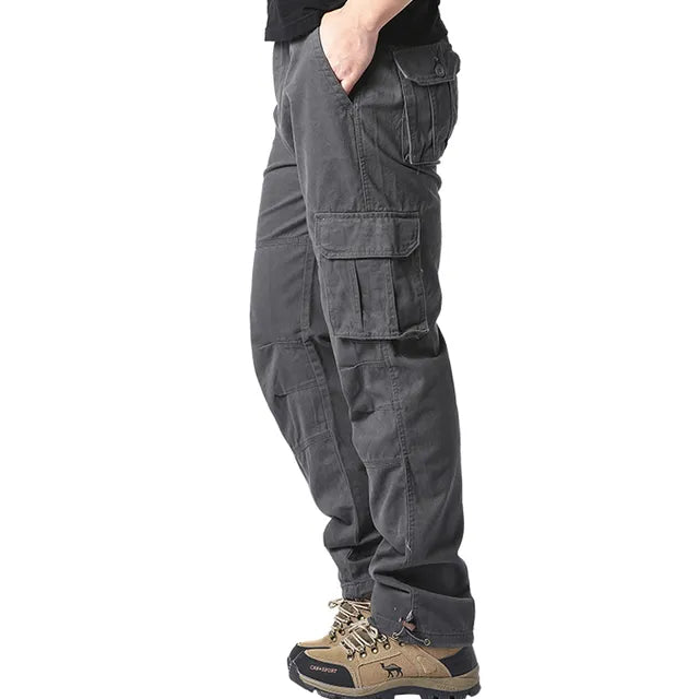 Cargo Trousers - Straight Leg - Pockets - Cargo Pants - Men's Trousers-Men's Cargo Pants-Chaps of London-Gray-M-Chaps of London