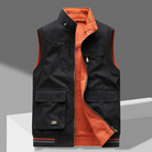 Cargo Vest | Sleeveless | Pockets | Work Vest | Men's Gilet-Men’s Cargo Vest-Chaps of London-Black-Orange-M-Chaps of London