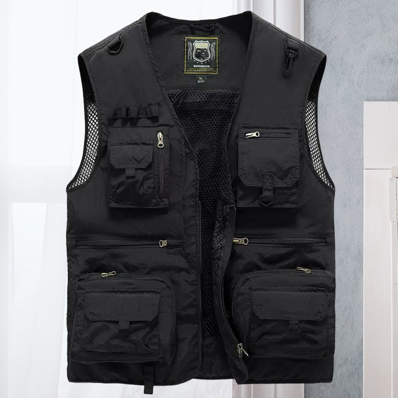Cargo Vest - Tactical - Zip-Up - Work Vest - Mens Gilet-Men's Cargo Vest-Chaps of London-Black-S-Chaps of London