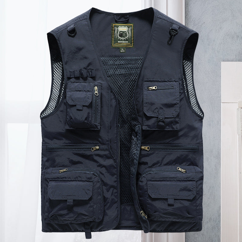 Cargo Vest - Tactical - Zip-Up - Work Vest - Mens Gilet-Men's Cargo Vest-Chaps of London-Dark Blue-S-Chaps of London