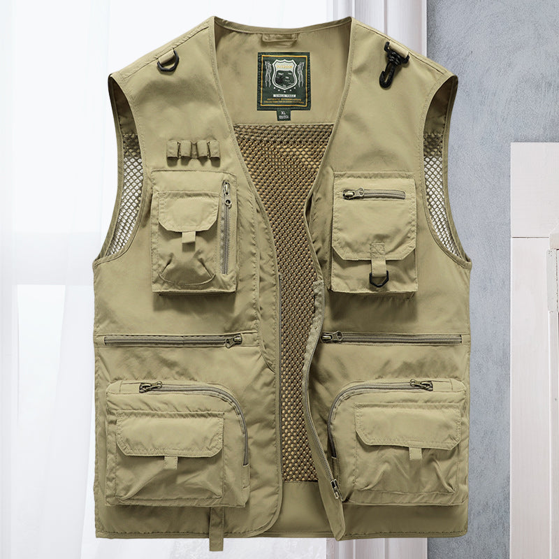 Cargo Vest - Tactical - Zip-Up - Work Vest - Mens Gilet-Men's Cargo Vest-Chaps of London-Khaki-S-Chaps of London