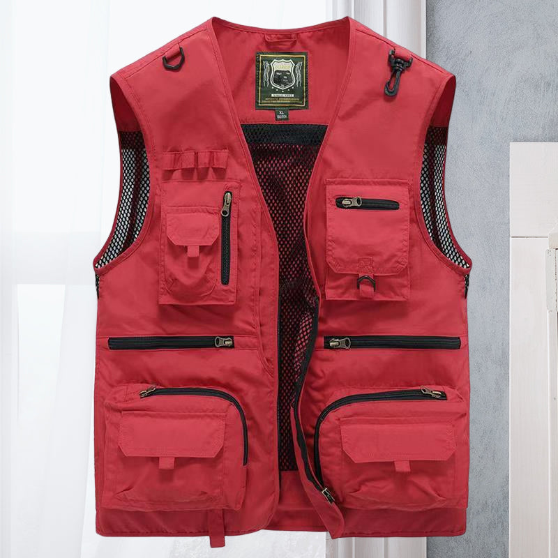 Cargo Vest - Tactical - Zip-Up - Work Vest - Mens Gilet-Men's Cargo Vest-Chaps of London-Red-S-Chaps of London