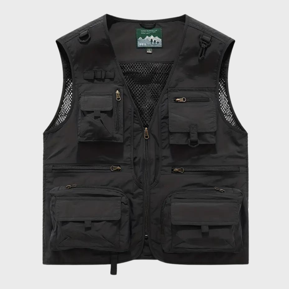 Cargo Vest | Zip-Up | Pockets | Cargo Gilet | Men's Gilet-Chaps of London-Black-S-Chaps of London