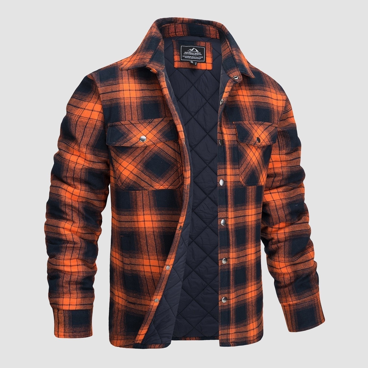 Checkered Jacket | Button-Up | Quilted Liner | Plaid Jacket | Men's Clothing -Chaps of London-Red-S-Chaps of London