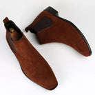 Chelsea Boots - Men's Slip-On Ankle Suede Boots-Men Shoes-Chaps of London-Brown-40-Chaps of London