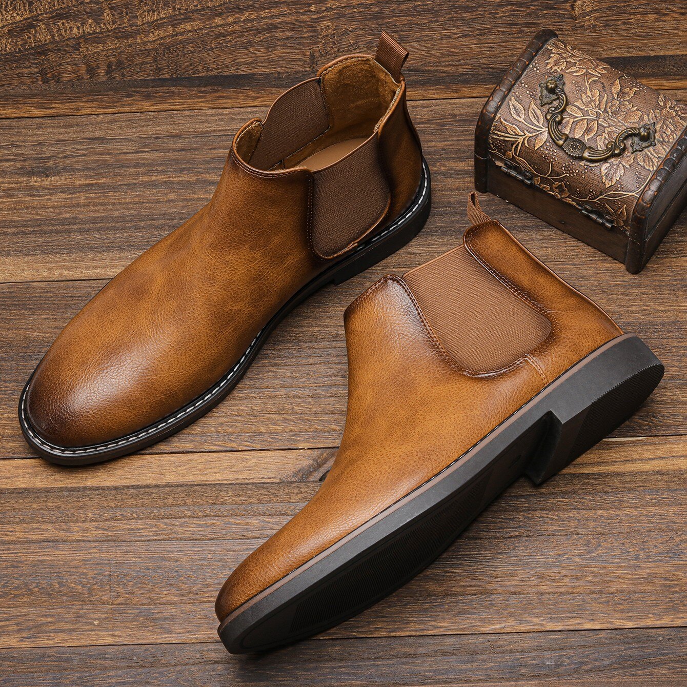 Chelsea Boots | Slip-On | Ankle | Leather Boots | Men's Boots-Chaps of London-Light Brown-40-Chaps of London