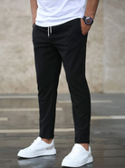 Chino Pants - Men's Casual Skinny Stretch Chino Trousers-Chino Pants-Chaps of London-Black-S-Chaps of London
