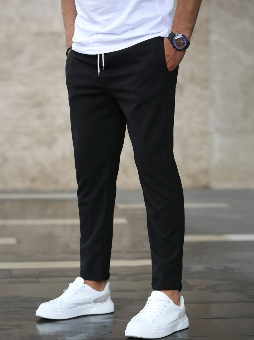 Chino Pants - Men's Casual Skinny Stretch Chino Trousers-Chino Pants-Chaps of London-Black-S-Chaps of London