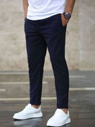 Chino Pants - Men's Casual Skinny Stretch Chino Trousers-Chino Pants-Chaps of London-Navy Blue-S-Chaps of London