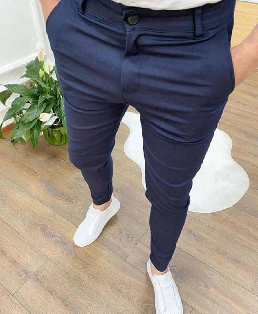 Chino Pants - Slim Fit - Stretch - Skinny Chinos - Men's Trousers-Chaps of London-Blue-S-Chaps of London