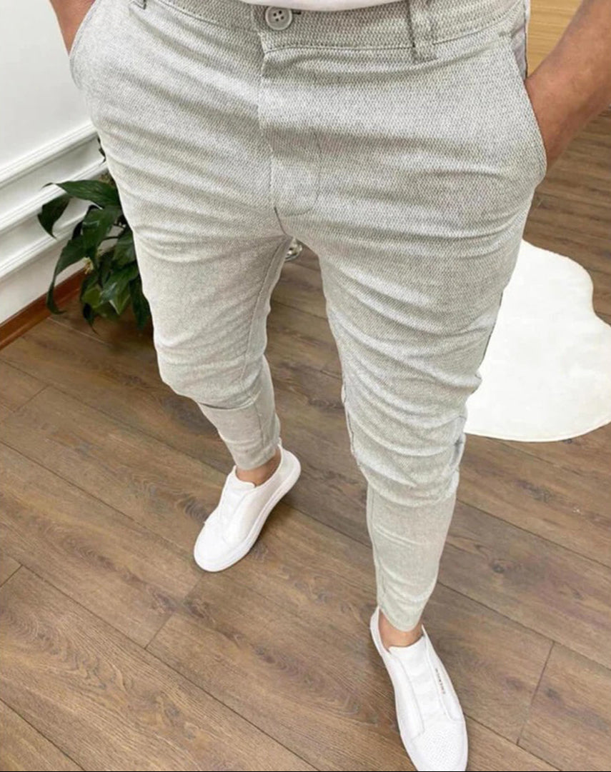 Chino Pants - Slim Fit - Stretch - Skinny Chinos - Men's Trousers-Chaps of London-Light Gray-S-Chaps of London