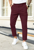 Chino Pants | Stretch | Slim Fit | Skinny Chinos | Men's Trousers-Chino pants-Chaps of London-Wine Red-S-Chaps of London
