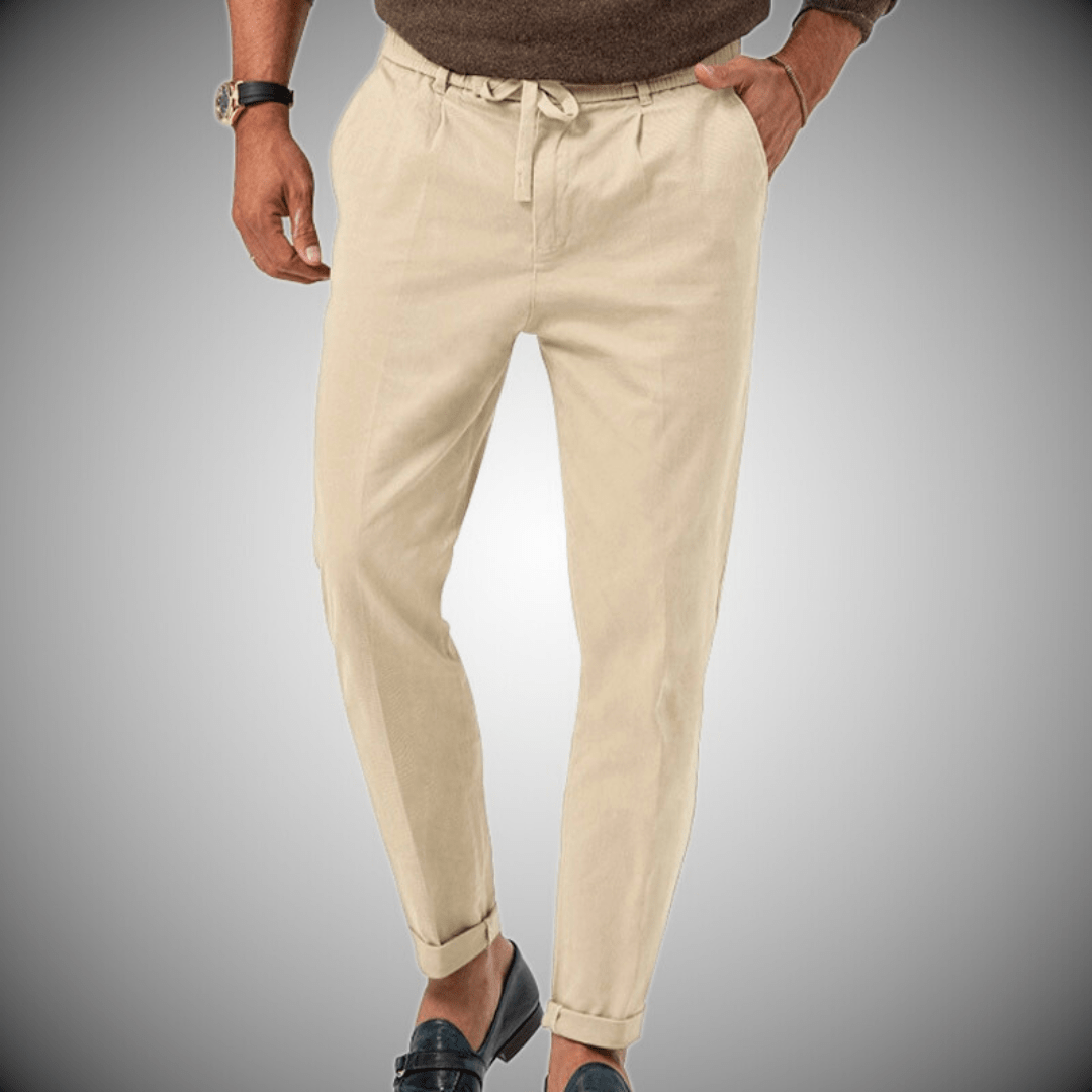 Chinos - Men's Drawstring Lightweight Chino Pants-Chaps of London-Beige-S-Chaps of London