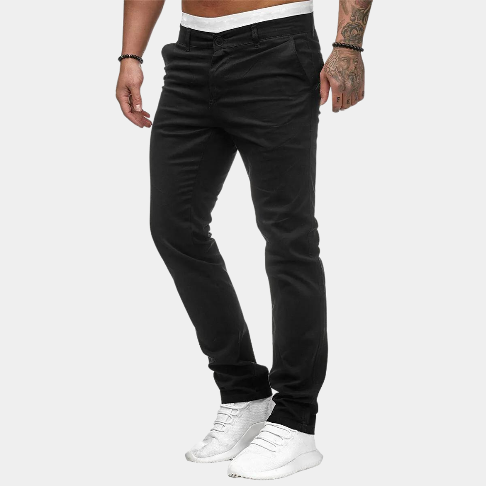 Chinos | Skinny | Stretch | Chino Pants | Men's Pants -Chaps of London-Black-M-Chaps of London