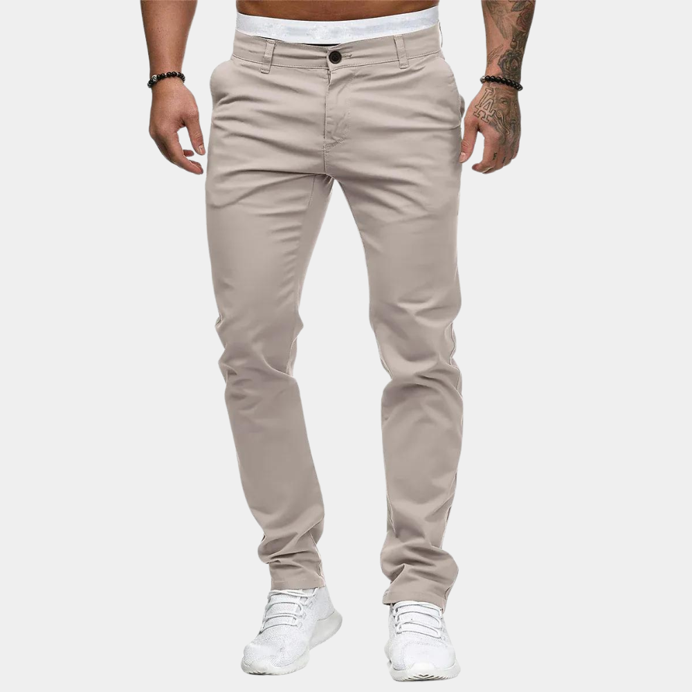Chinos | Skinny | Stretch | Chino Pants | Men's Pants -Chaps of London-Khaki-M-Chaps of London