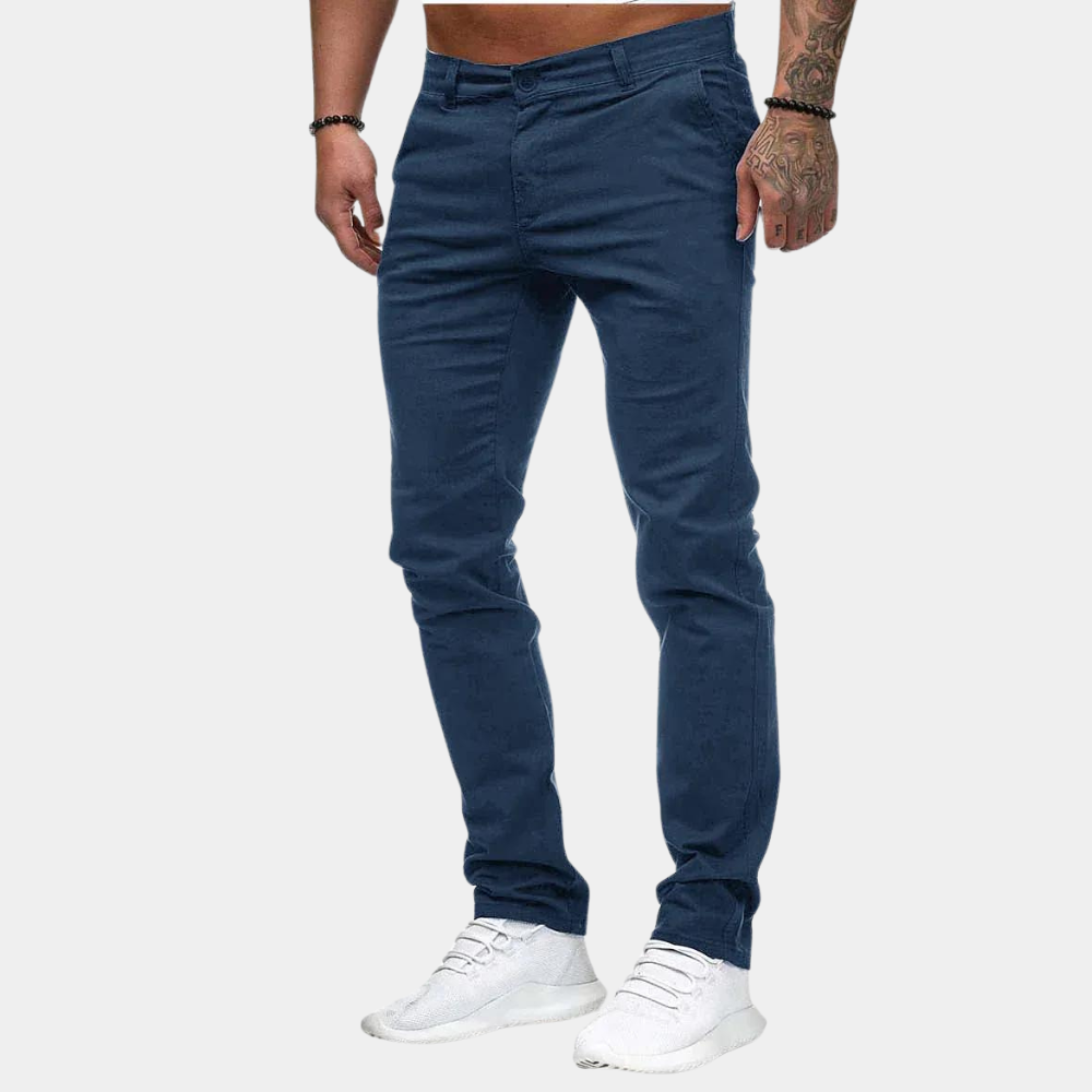 Chinos | Skinny | Stretch | Chino Pants | Men's Pants -Chaps of London-Navy Blue-M-Chaps of London