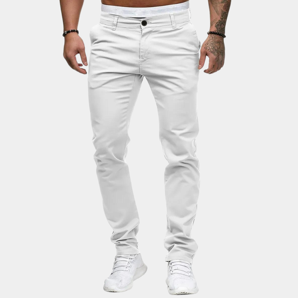 Chinos | Skinny | Stretch | Chino Pants | Men's Pants -Chaps of London-White-M-Chaps of London