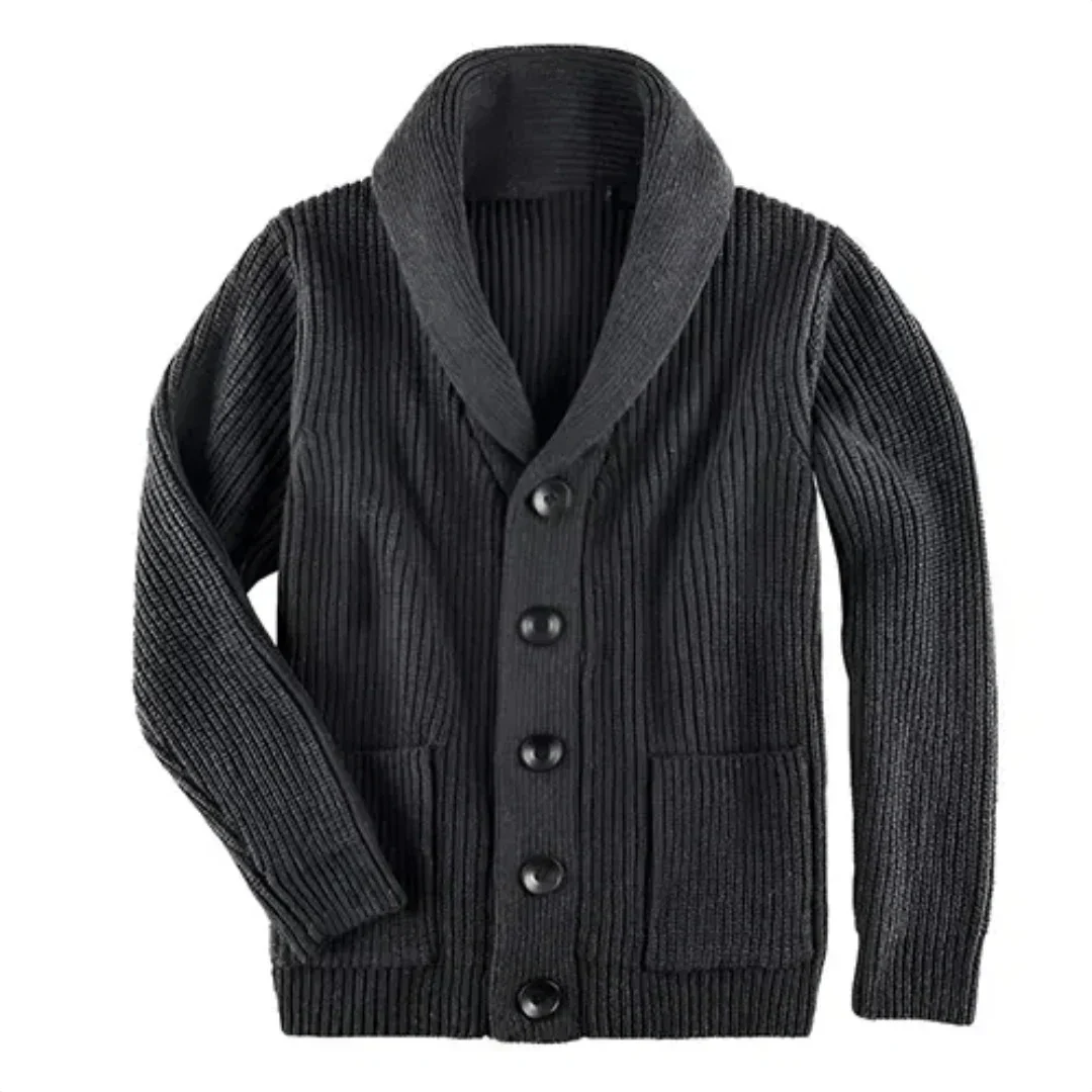 Chunky Cardigan - Warm - Button-Up - Knitted Cardigan - Men's Cardigan-Strickwaren-Chaps of London-Gray-S-Chaps of London