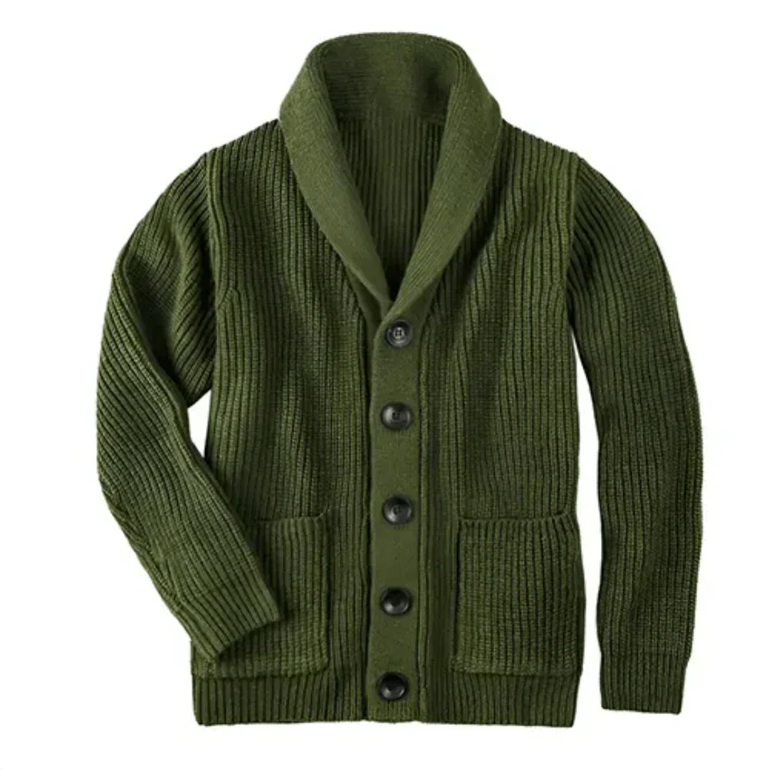 Chunky Cardigan - Warm - Button-Up - Knitted Cardigan - Men's Cardigan-Strickwaren-Chaps of London-Green-S-Chaps of London