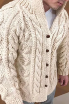 Chunky Cardigan | Warm | Cable Knit | Knitted Cardigan | Men's Cardigan -Chaps of London-Beige-M-Chaps of London