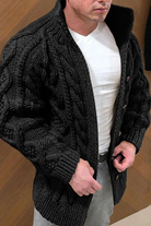 Chunky Cardigan | Warm | Cable Knit | Knitted Cardigan | Men's Cardigan -Chaps of London-Black-M-Chaps of London