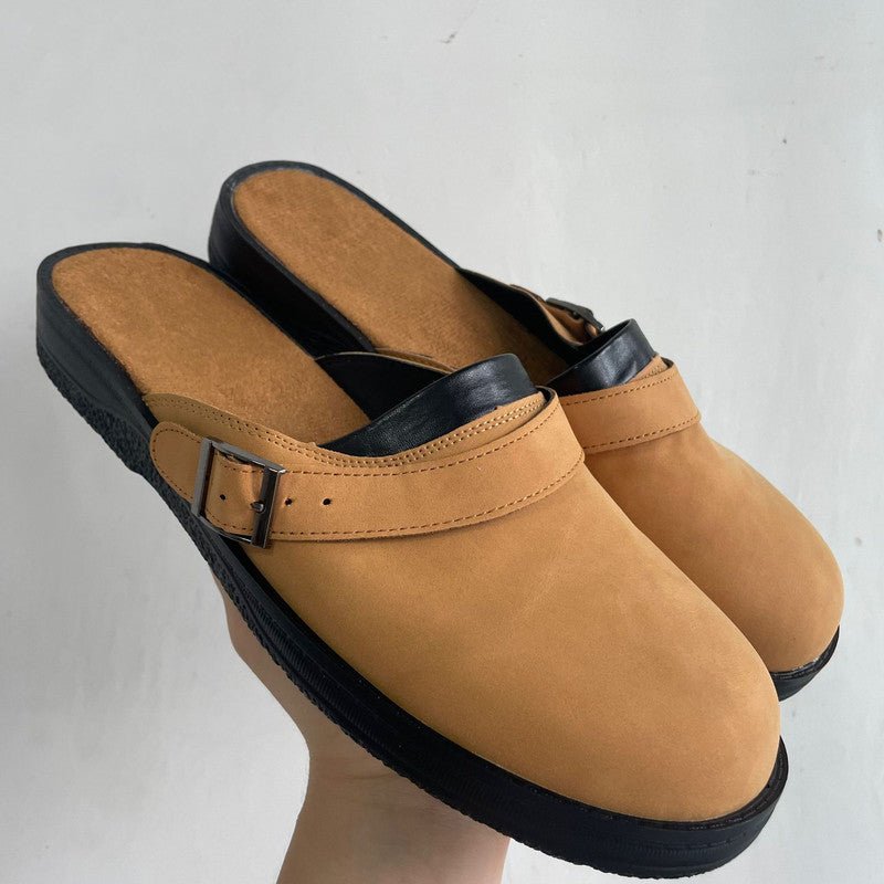 Clogs - Men's Retro Slip-On Mule Shoes Clogs-Chaps of London-Brown-38-Chaps of London