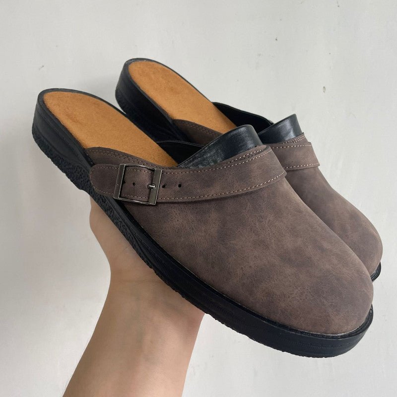 Clogs - Men's Retro Slip-On Mule Shoes Clogs-Chaps of London-Dark Brown-38-Chaps of London