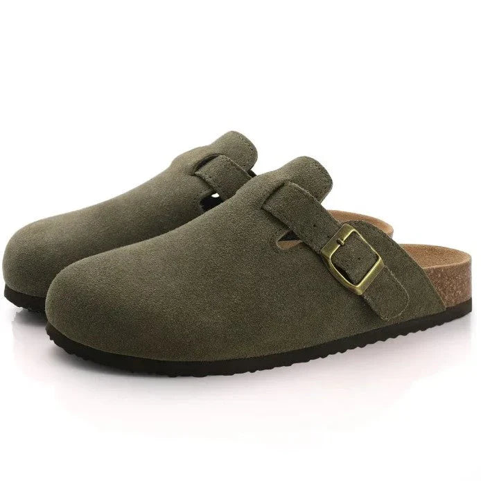 Clogs - Slip-On - Suede - Mule Shoes - Men's Shoes-Sandalen-Chaps of London-Green Brown-36-Chaps of London