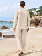 Co-Ord Set - Men's Lightweight Long Sleeve Linen Two-Piece Set for Summer-Men Set-Chaps of London-Chaps of London