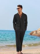 Co-Ord Set - Men's Lightweight Long Sleeve Linen Two-Piece Set for Summer-Men Set-Chaps of London-Chaps of London