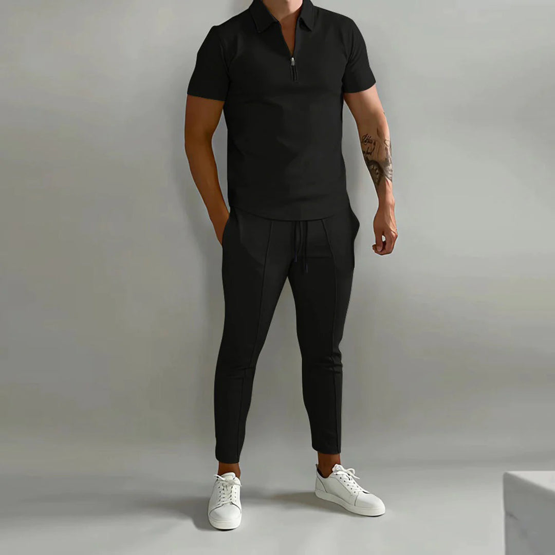 Co-Ord Set | Polo T-Shirt | Elastic Waist | Two-Piece Set | Men's Summer Set-Fashion Men Outfit All-year-Chaps of London-Chaps of London