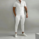 Co-Ord Set | Polo T-Shirt | Elastic Waist | Two-Piece Set | Men's Summer Set-Fashion Men Outfit All-year-Chaps of London-White-XL-Chaps of London