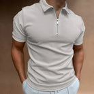 Collared T-Shirt | Quarter Zip | Short Sleeve | Zipped Polo Shirt | Men's Polo Shirts-Polo Shirt-Chaps of London-Gray-S-Chaps of London