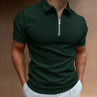 Collared T-Shirt | Quarter Zip | Short Sleeve | Zipped Polo Shirt | Men's Polo Shirts-Polo Shirt-Chaps of London-Green-S-Chaps of London