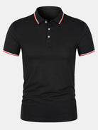 Collared T-Shirt - Slim Fit - Short Sleeve - Polo Shirt - Men's Clothing-Polo man-Chaps Herrenmode-Black-S-Chaps of London