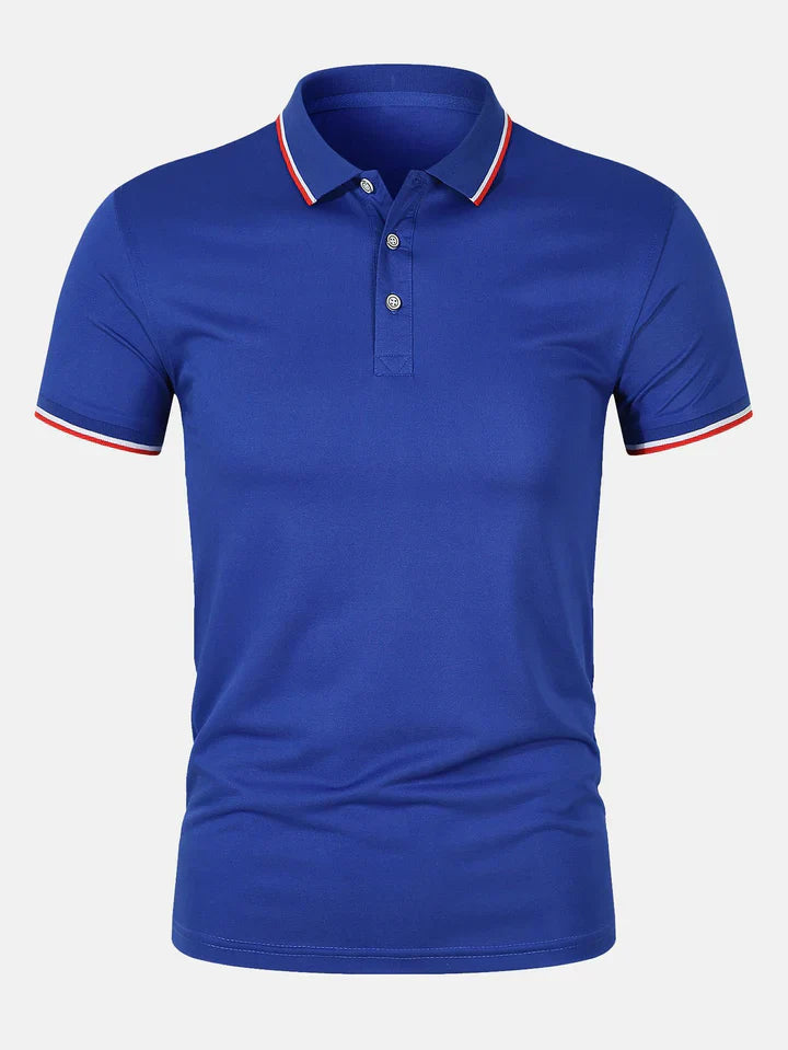 Collared T-Shirt - Slim Fit - Short Sleeve - Polo Shirt - Men's Clothing-Polo man-Chaps Herrenmode-Blue-S-Chaps of London