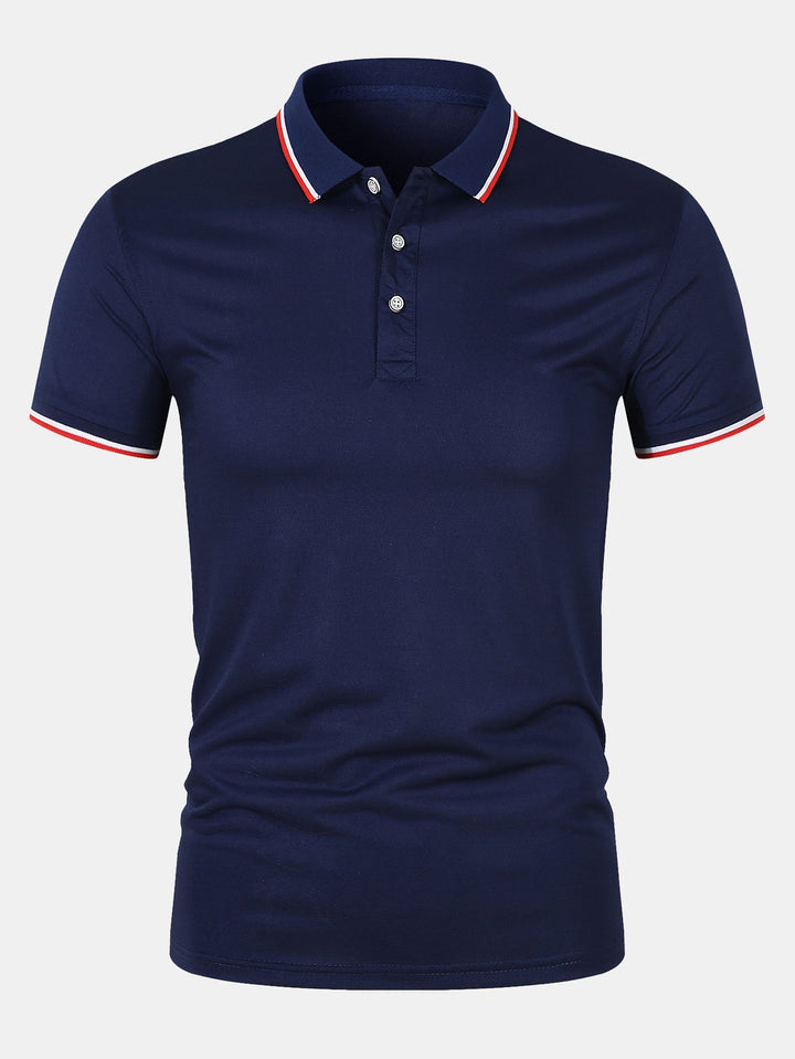 Collared T-Shirt - Slim Fit - Short Sleeve - Polo Shirt - Men's Clothing-Polo man-Chaps Herrenmode-Dark Blue-S-Chaps of London