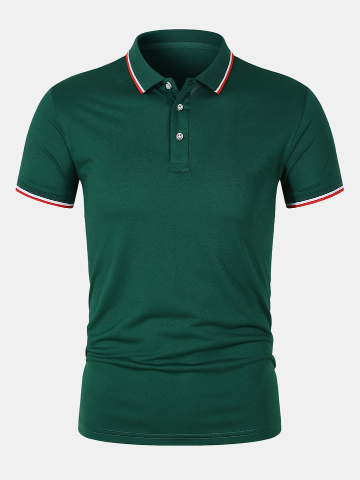 Collared T-Shirt - Slim Fit - Short Sleeve - Polo Shirt - Men's Clothing-Polo man-Chaps Herrenmode-Green-S-Chaps of London