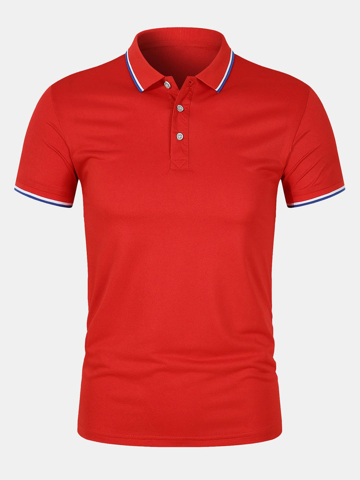 Collared T-Shirt - Slim Fit - Short Sleeve - Polo Shirt - Men's Clothing-Polo man-Chaps Herrenmode-Red-S-Chaps of London