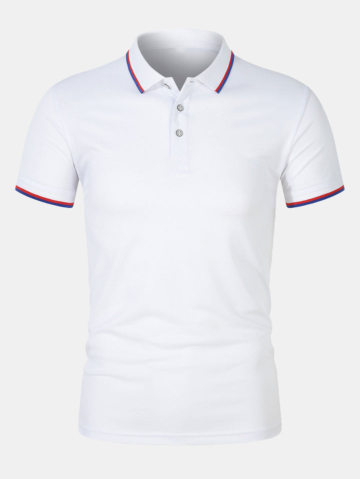 Collared T-Shirt - Slim Fit - Short Sleeve - Polo Shirt - Men's Clothing-Polo man-Chaps Herrenmode-White-S-Chaps of London