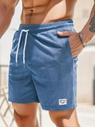 Cord Shorts - Men's Elastic Waist Corduroy Summer Shorts-Korte Broek Heren-Chaps of London-Blue-S-Chaps of London
