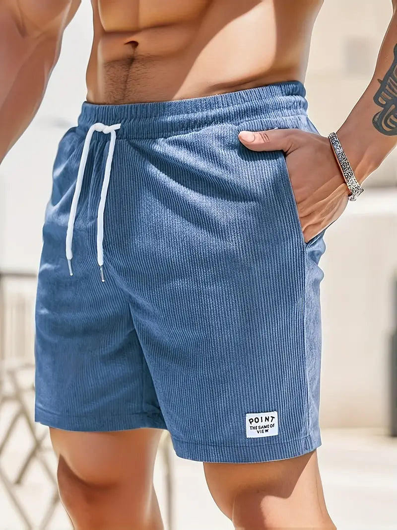 Cord Shorts - Men's Elastic Waist Corduroy Summer Shorts-Korte Broek Heren-Chaps of London-Blue-S-Chaps of London