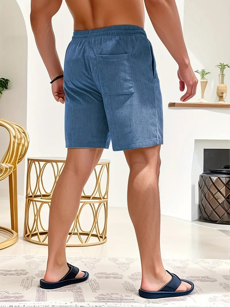 Cord Shorts - Men's Elastic Waist Corduroy Summer Shorts-Korte Broek Heren-Chaps of London-Chaps of London