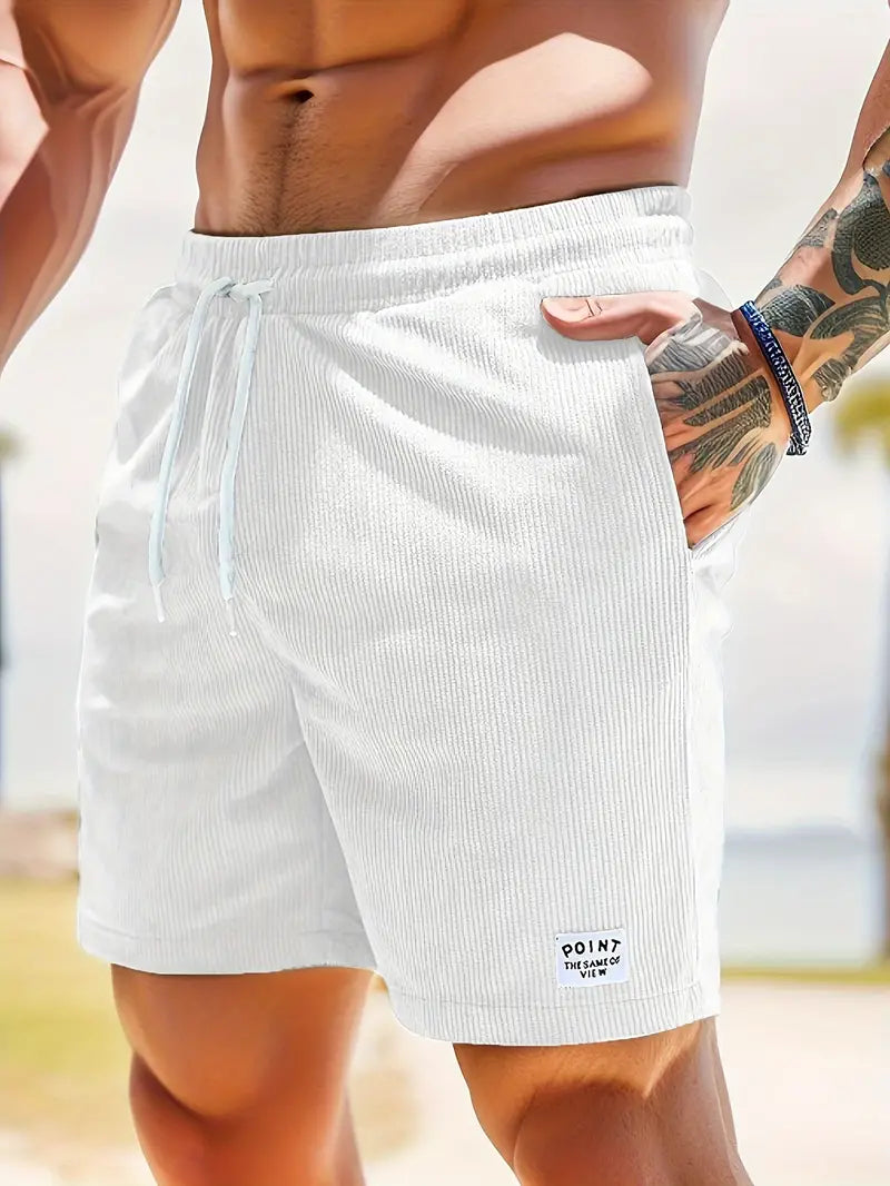 Cord Shorts - Men's Elastic Waist Corduroy Summer Shorts-Korte Broek Heren-Chaps of London-White-S-Chaps of London