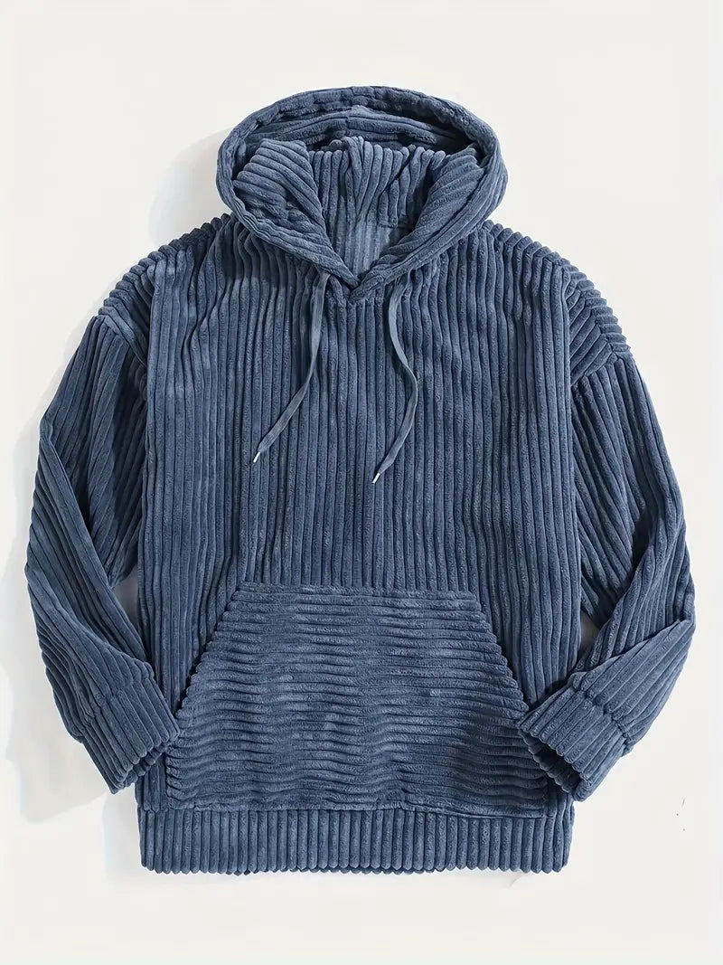 Corduroy Hoodie | Warm | Comfy | Pullover Hoodie | Men's Hoodie-Chaps of London-Blue-S-Chaps of London