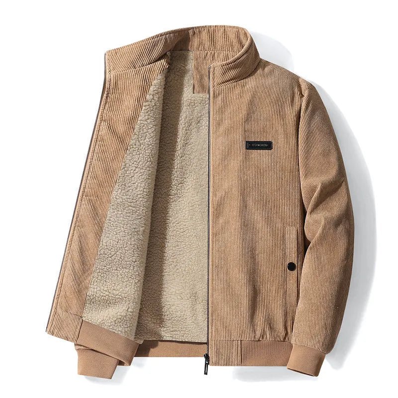 Corduroy Jacket - Men's Fleece Sherpa Lined Winter Jacket-Winterjacken-Chaps of London-Beige-S-Chaps of London