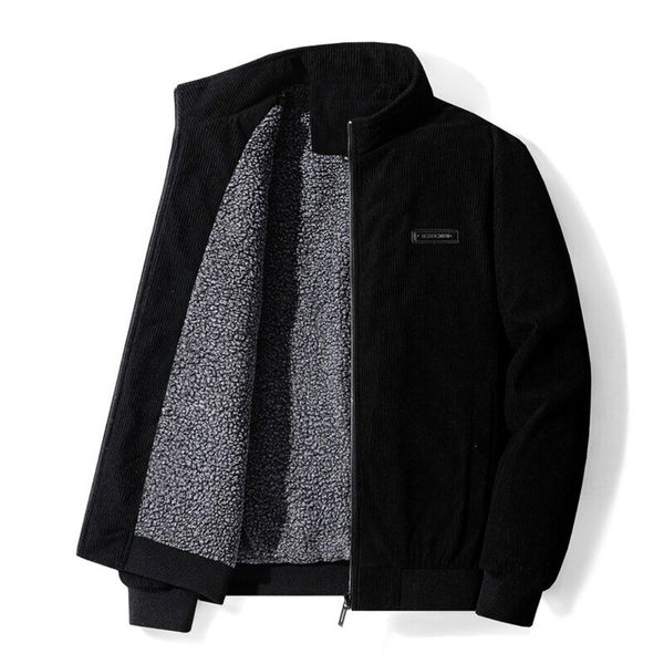 Corduroy Jacket - Men's Fleece Sherpa Lined Winter Jacket-Winterjacken-Chaps of London-Black-S-Chaps of London