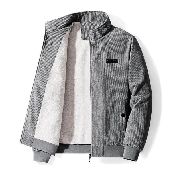 Corduroy Jacket - Men's Fleece Sherpa Lined Winter Jacket-Winterjacken-Chaps of London-Gray-S-Chaps of London