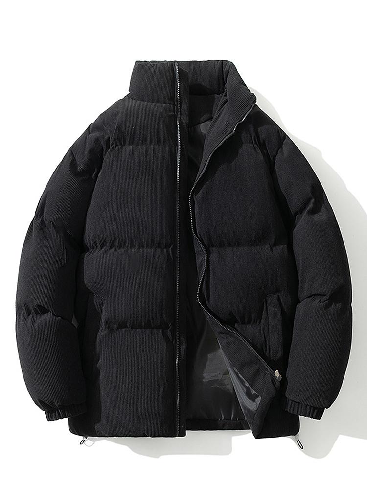 Corduroy Jacket - Warm - Padded - Puffer Jacket - Men's Winter Jacket-Men Jackets-Chaps of London-Black-M-Chaps of London